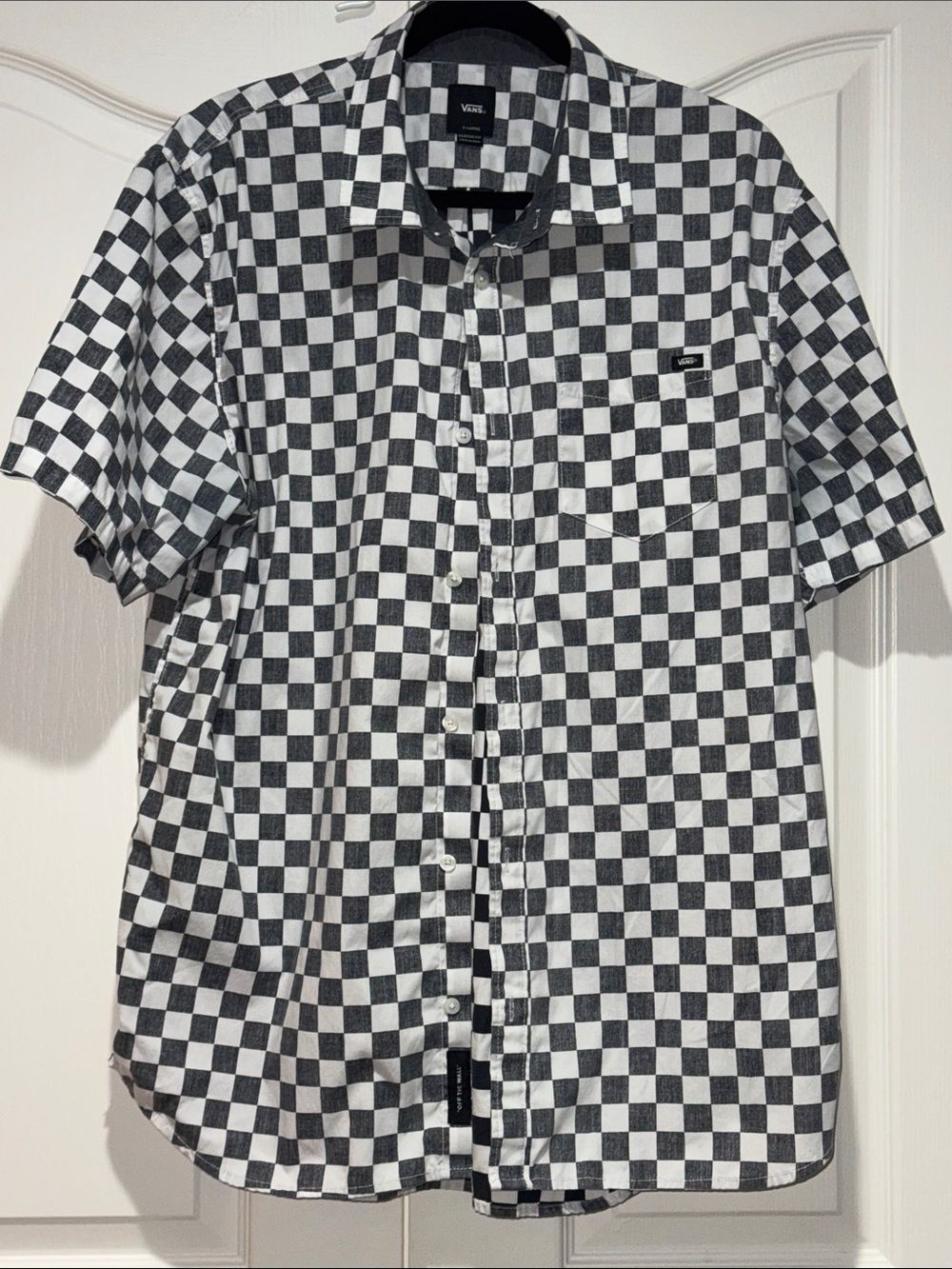 Vans Black & White Checkerboard Short Sleeve Button-Up Shirt